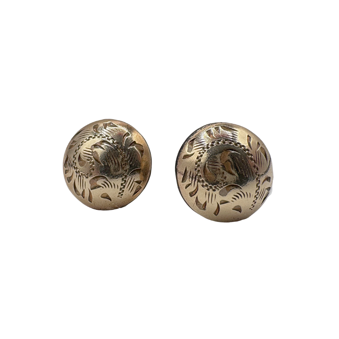 Vintage Tiny Etched Gold Stud Earrings