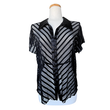 Load image into Gallery viewer, MXM Sheer Black Striped Collared Blouse | Extra-Large
