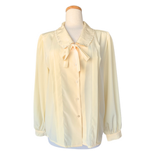 Load image into Gallery viewer, Impromptu Butter Yellow Embroidered Collar Blouse with Bow | Large / Extra-Large

