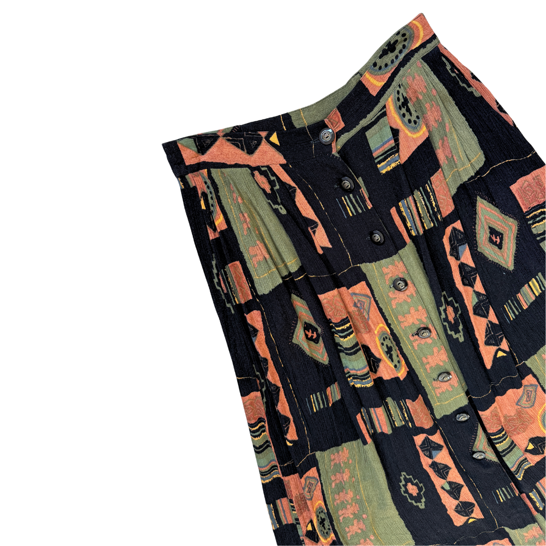 Eric Ryan Abstract Button Front Skirt | Medium-Large