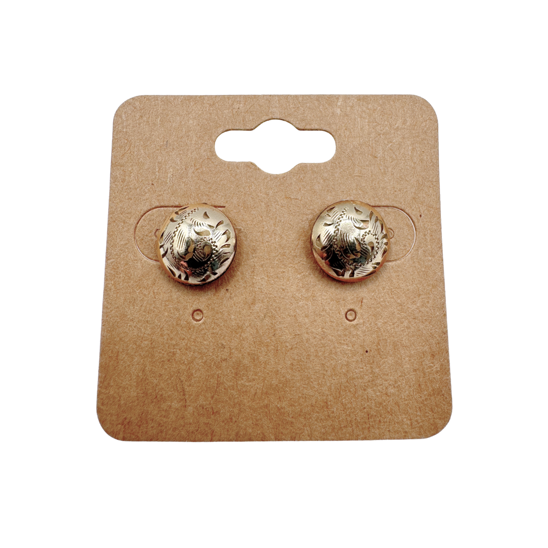 Tiny Etched Gold Stud Earrings
