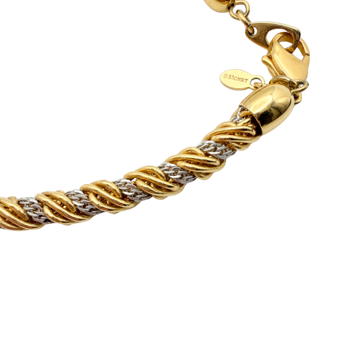 Monet Two-Tone Gold and Silver Braided Chain Necklace