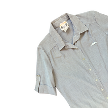 Load image into Gallery viewer, Sears Beige and White Striped Shirt Dress | Medium-Large

