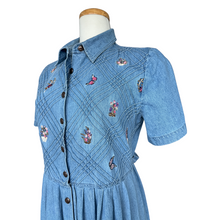 Load image into Gallery viewer, V.I.Petites Denim Maxi Dress with Flowers and Butterflies | Medium
