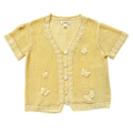 Vintage 90s Tradition Yellow Crocheted Short Sleeve Butterfly Cardigan | Extra-Large