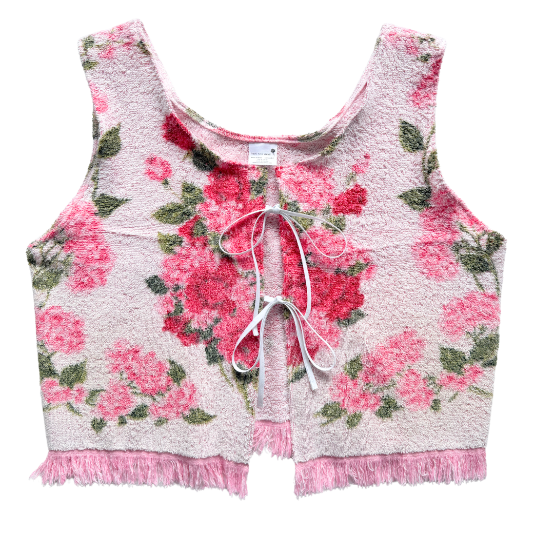 Recycled Pink Rose Tie-Front Towel Vest | Extra-Large