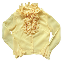 Load image into Gallery viewer, Vintage 1980s Yellow Ruffled Maximalist Blouse | Small-Medium
