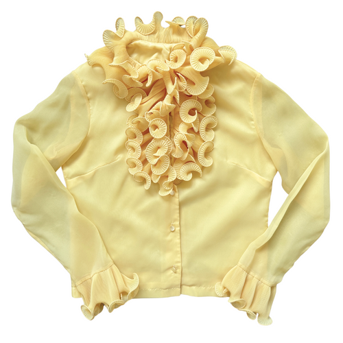 Vintage 1980s Yellow Ruffled Maximalist Blouse | Small-Medium