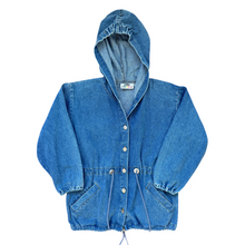 Load image into Gallery viewer, Vintage 1990s Reitman&#39;s Pop Express Hooded Denim Jacket | Small-Medium
