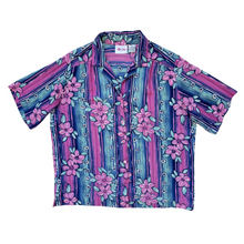 Load image into Gallery viewer, Vintage 1990s TanJay Pink and Blue Floral Striped Shirt | Large / Extra-Large
