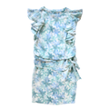 Vintage 1980s The House of Nu Mode Blue Floral Ruffle Dress | Medium
