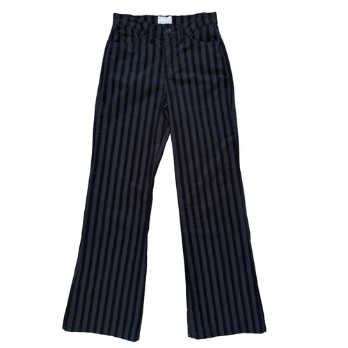 Vintage 1990s French Dressing Black Denim and Velvet Striped Pants | 27-28 (Small-Medium)