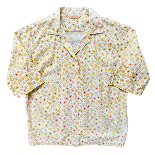 Vintage 1970s-1980s Hudson's Bay Yellow Floral Collared Blouse | Small-Medium