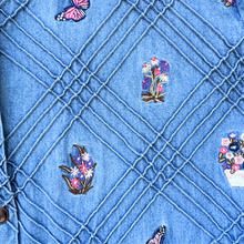 Load image into Gallery viewer, V.I.Petites Denim Maxi Dress with Flowers and Butterflies | Medium
