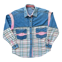 Load image into Gallery viewer, Vintage 1980s-1990s Denim and Pink Flannel Plaid Shirt | Small-Medium
