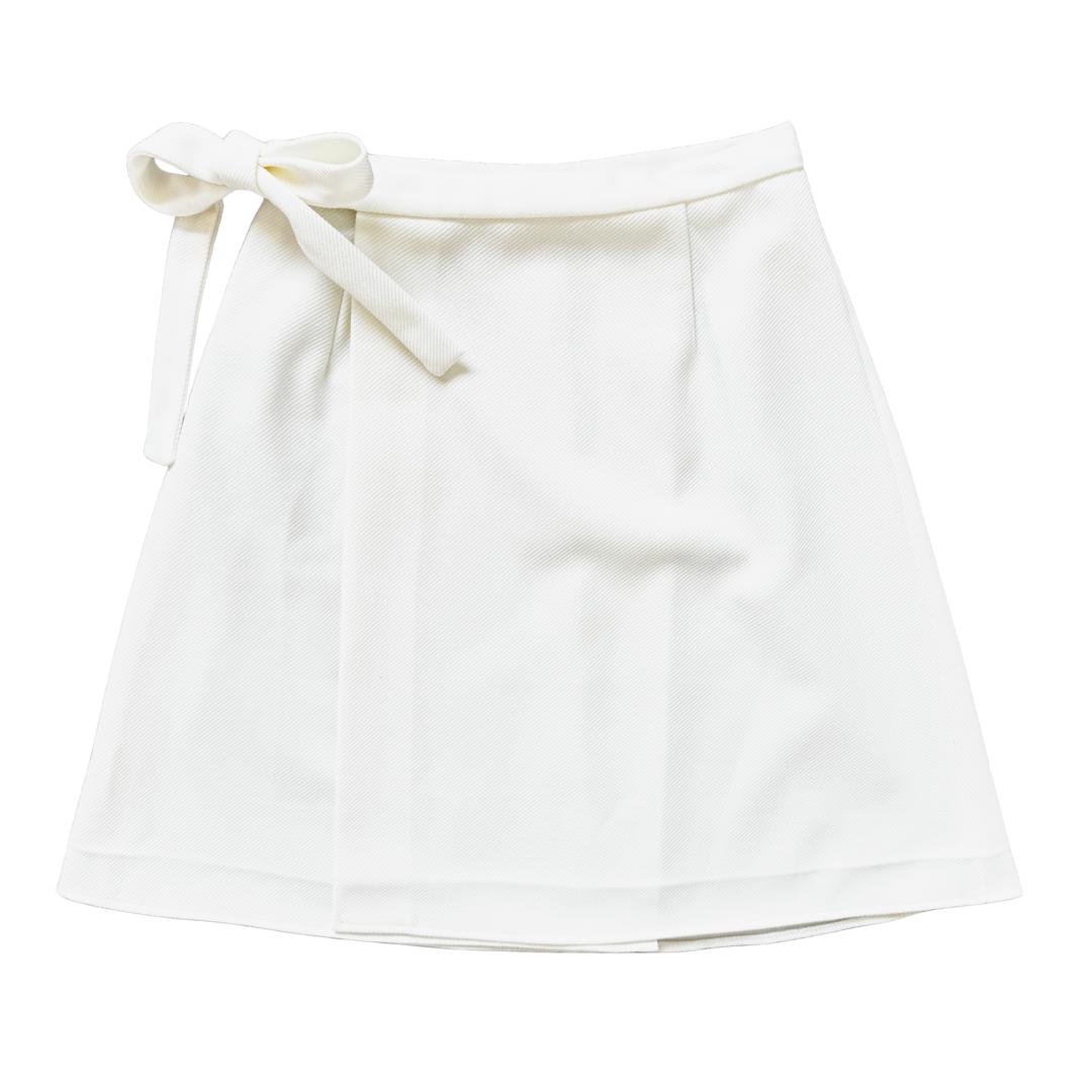 Vintage 70s-80s White Side-Tie Fortrel Mini Skirt | Extra-Small / Small