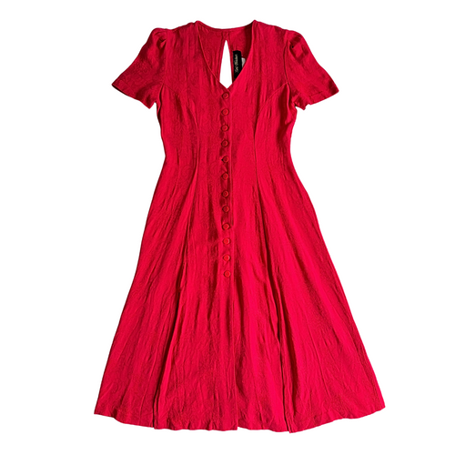Vintage 1980s Lori Weidner Red Cutout Tie-Back Dress | Medium
