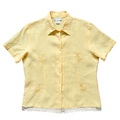 Vintage 1990s Le Gala Butter Yellow Floral Embroidered Linen Blouse | Medium-Large