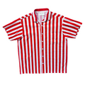 Vintage 1990s Men's Street Scenes Red and White Striped Buttoned Shirt | Medium