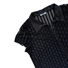 Load image into Gallery viewer, MXM Sheer Black Striped Collared Blouse | Extra-Large

