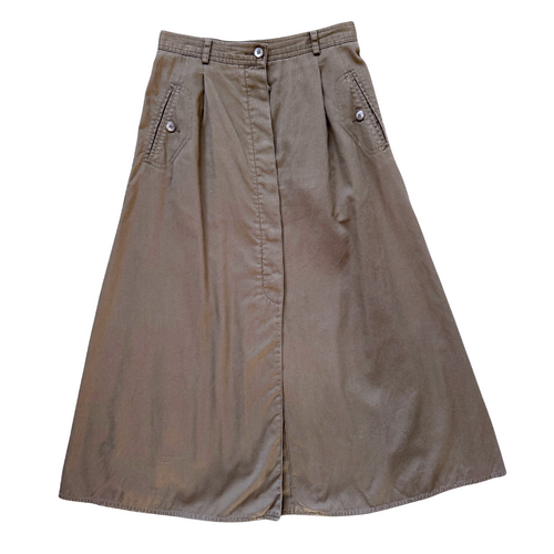 Vintage 1990s Liz Claiborne Olive Green Corduroy Maxi Skirt | Extra-Small / Small
