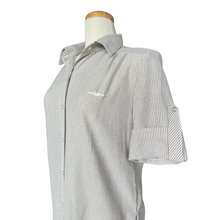 Load image into Gallery viewer, Sears Beige and White Striped Shirt Dress | Medium-Large
