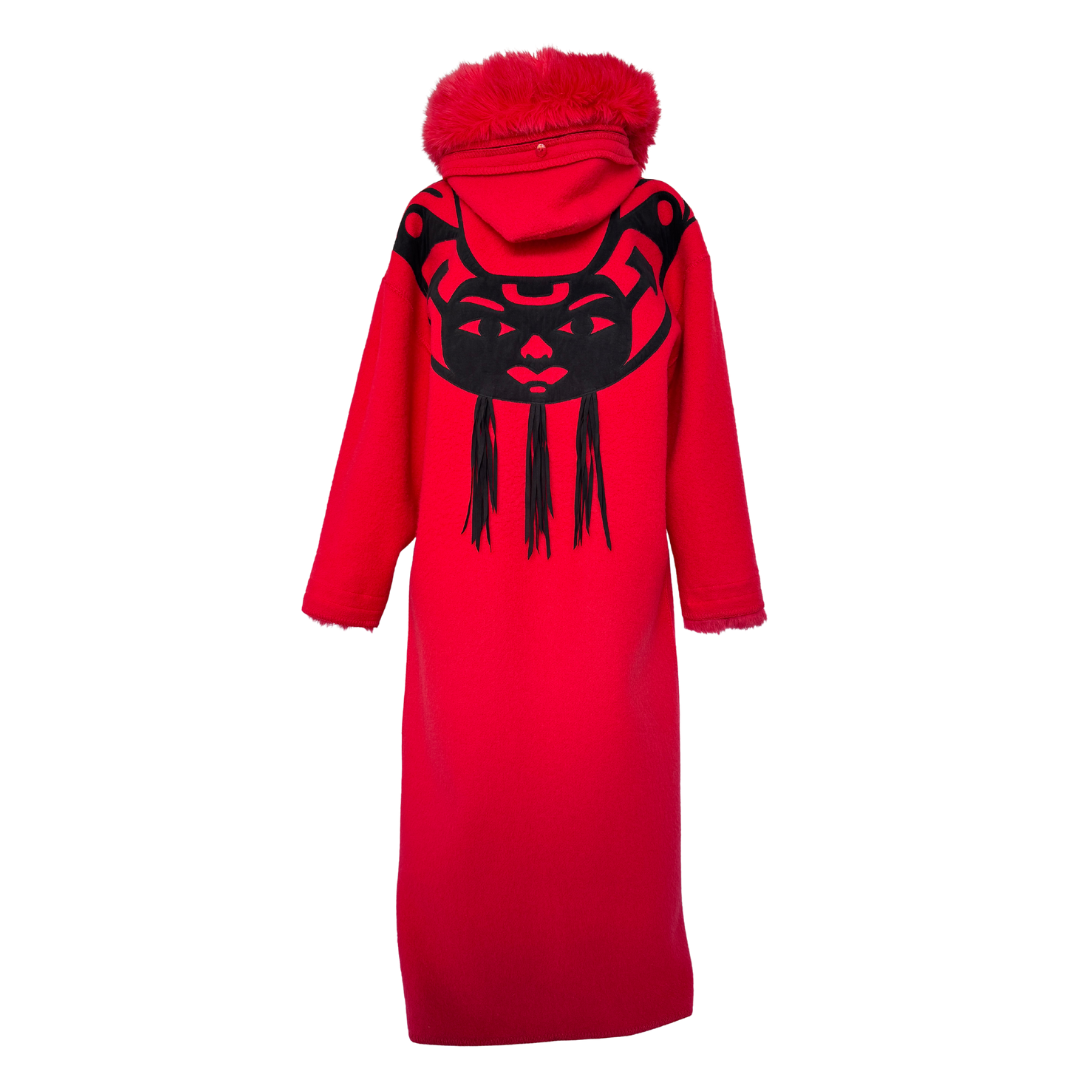Linda Lundstrom LaParka Red Wool with Black Nisga Motif | Large