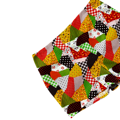 70s Patchwork Print Hot Shorts | Extra-Small