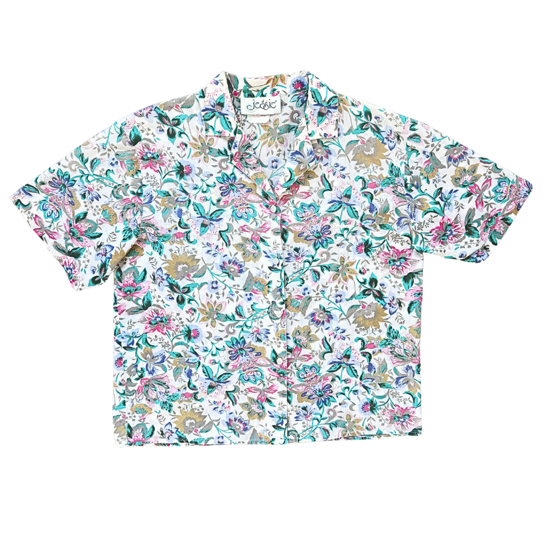 Vintage 1990s Jessie Floral and Paisley Buttoned Shirt | Large