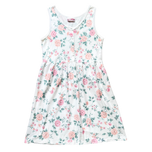 Load image into Gallery viewer, Vintage 1980s-1990s Functionals White Cotton Blend Skater Dress with Pink and Green Floral Pattern | XL / 2X
