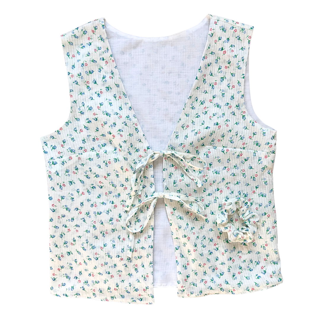 Recycled Dainty Floral Tie-Front Vest | Small