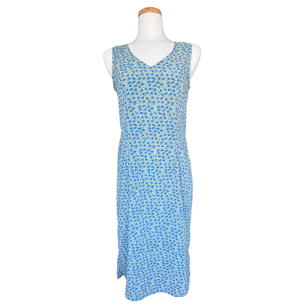 E.W. Clothing Green and Blue Floral Shift Dress | Medium