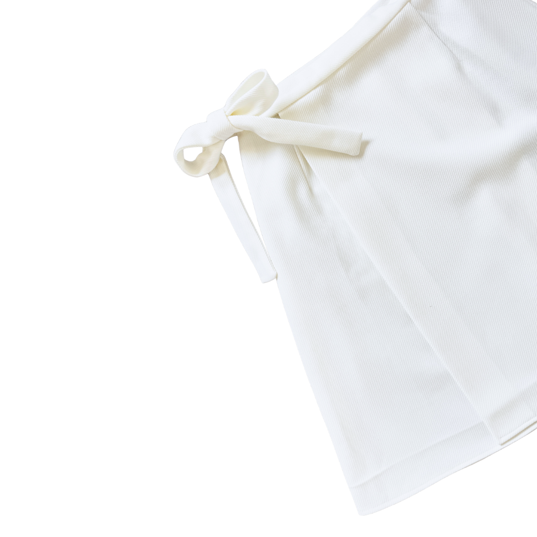 White Side-Tie Fortrel Mini Skirt | Extra-Small / Small