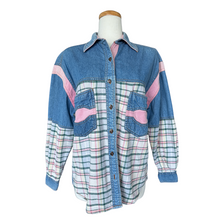 Load image into Gallery viewer, Denim and Pink Flannel Plaid Shirt | Small-Medium
