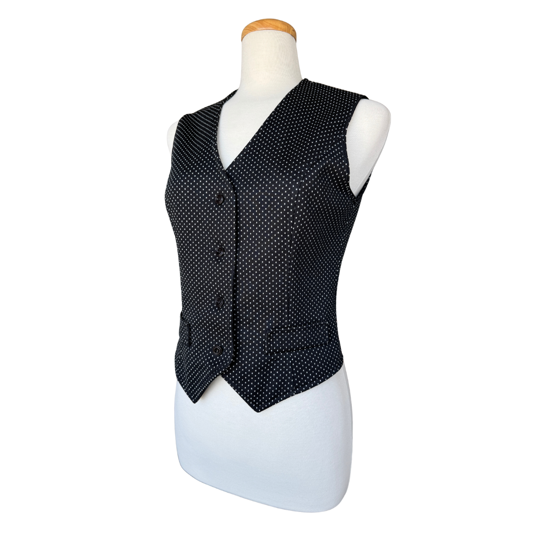 Black and White Tiny Polka Dot Vest | Medium