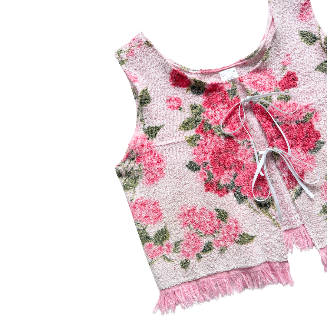 Recycled Pink Rose Tie-Front Towel Vest | Extra-Large