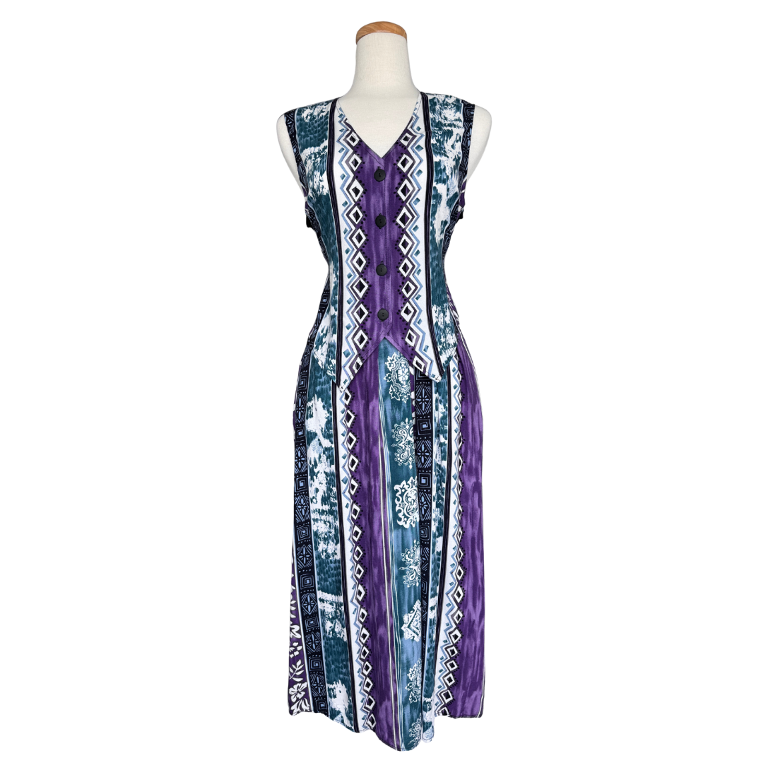 Avon Purple and Teal Abstract Skirt | Medium