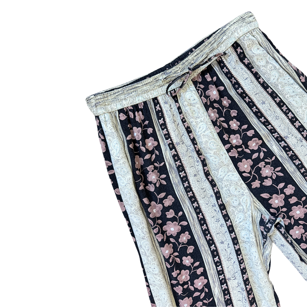 Trendy Looks Neutral Tones Floral and Paisley Pants | Large / Extra-Large