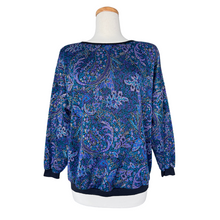 Load image into Gallery viewer, Quadra Fashions Purple and Blue Paisley Crewneck Sweater | Large
