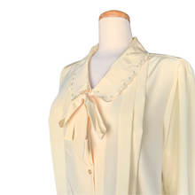Load image into Gallery viewer, Impromptu Butter Yellow Embroidered Collar Blouse with Bow | Large / Extra-Large
