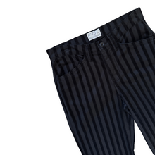 Load image into Gallery viewer, French Dressing Black Denim and Velvet Striped Pants | 27-28 (Small-Medium)
