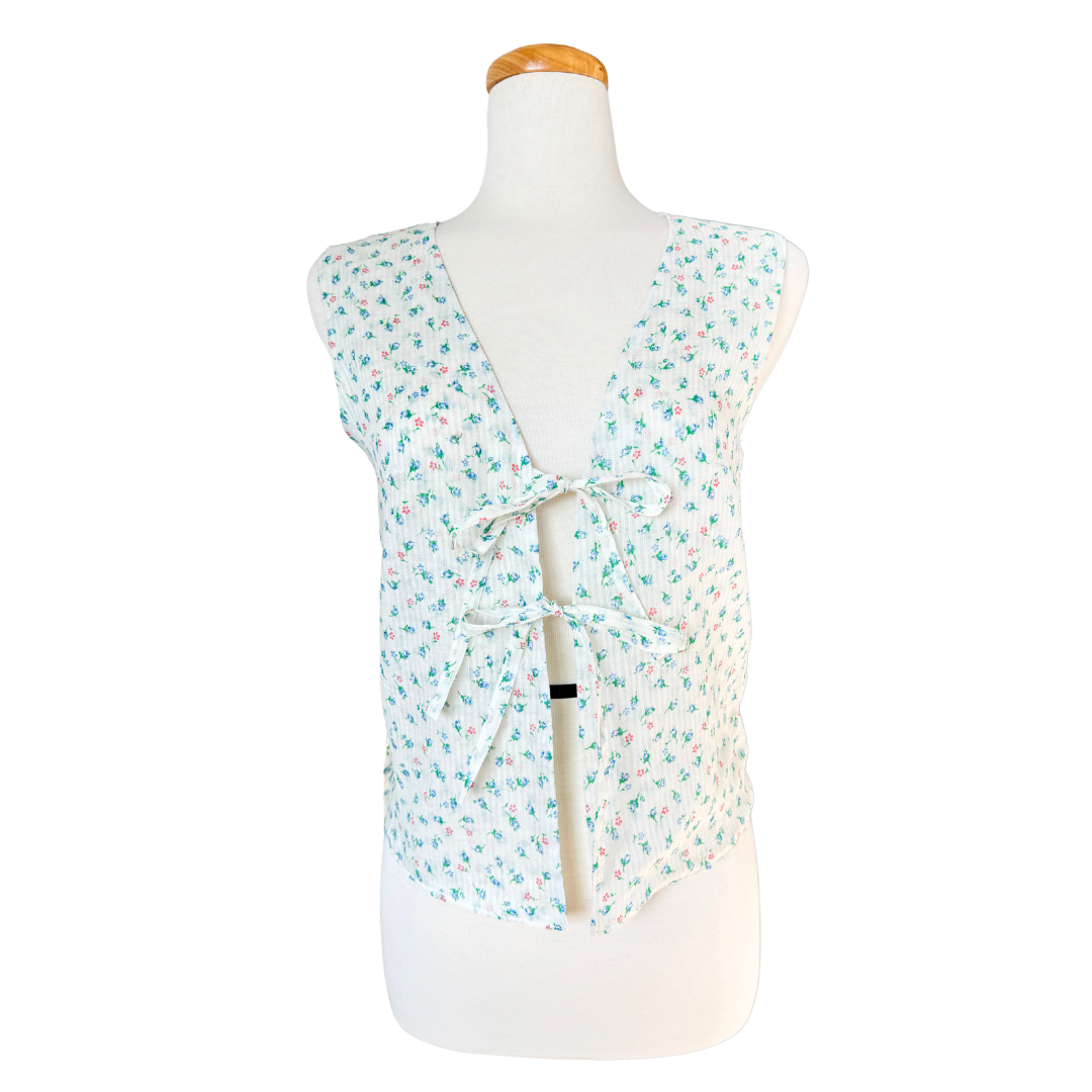Recycled Dainty Floral Tie-Front Vest | Small