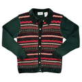 Vintage 90s Tabi International Hunter Green Geometric Chenille Cardigan | Small