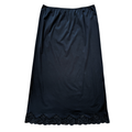 Vintage 80s-90s Tall Girl Black Lace Trim Midi Skirt Slip | Large