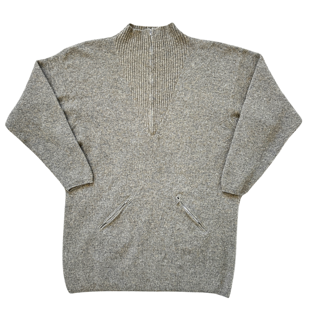 Vintage 80s-90s Joye + Fun Beige Lambswool and Rabbit Hair Knit 1/4 Zip Sweater | Medium - Large