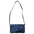Vintage 80s Deep Blue Scalloped Eel Skin Purse