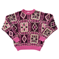 Vintage 90s Fii Pink and Gold Geometric Knit Sweater | Small-Medium