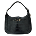 Vintage 80s-90s Anne Klein Black Croc Embossed Shoulder Purse
