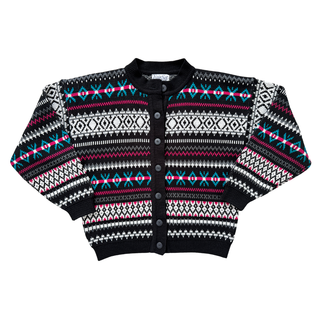 Vintage 80s-90s Fairset Geometric Knit Cardigan | Medium