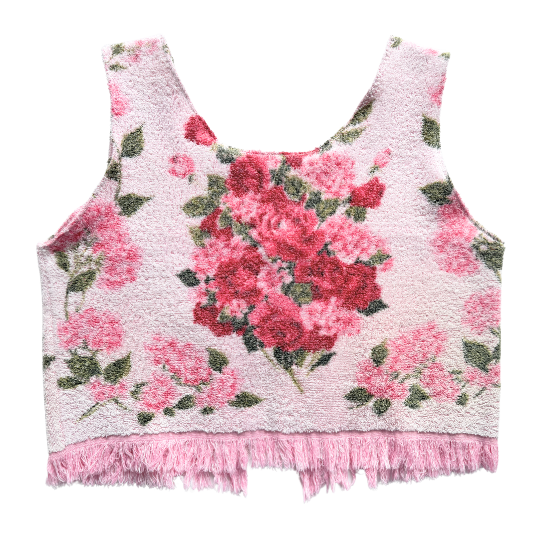 Recycled Pink Rose Tie-Front Towel Vest | Extra-Large